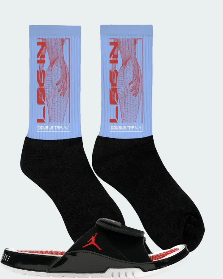 Jordan Hydro 11 Sneaker Matching Carolina Blue Socks (LOGIN) - View 2