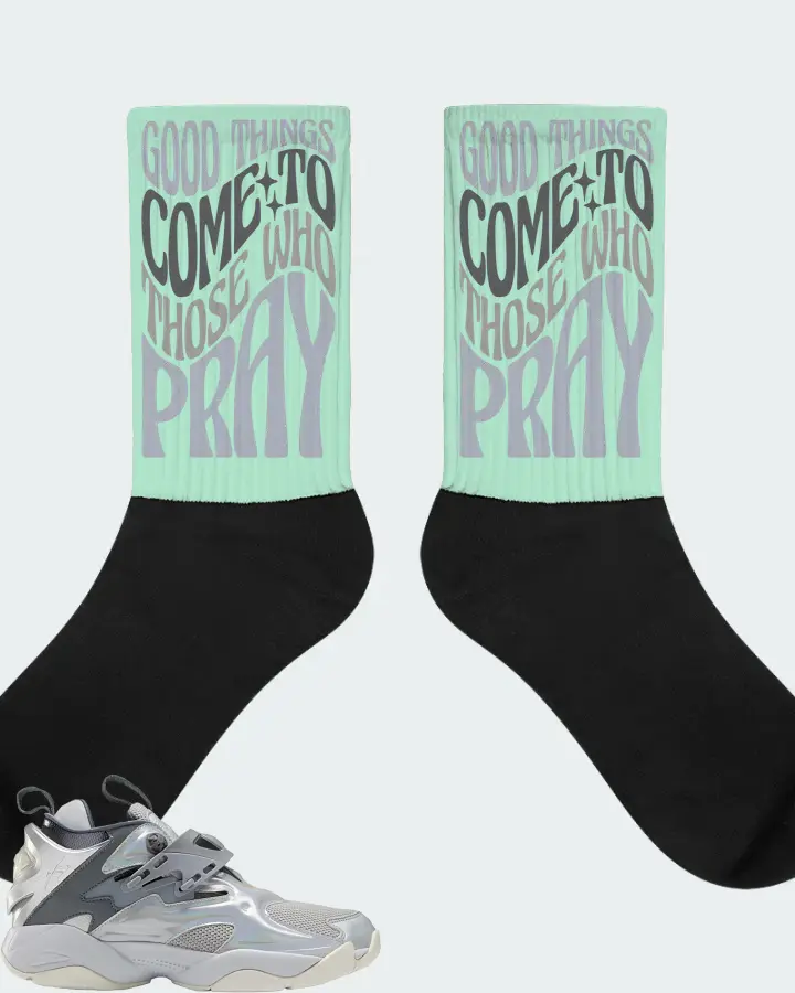 Reebok Pump Court Sneaker Matching Mint Socks - Good Things Come To Those Who Pray