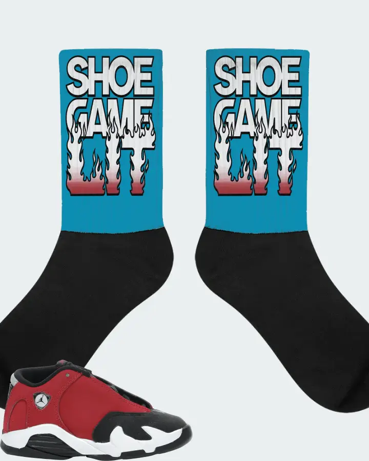 Jordan 14 Retro Sneaker Matching Aqua Socks - Shoe Game Lit Refreshed
