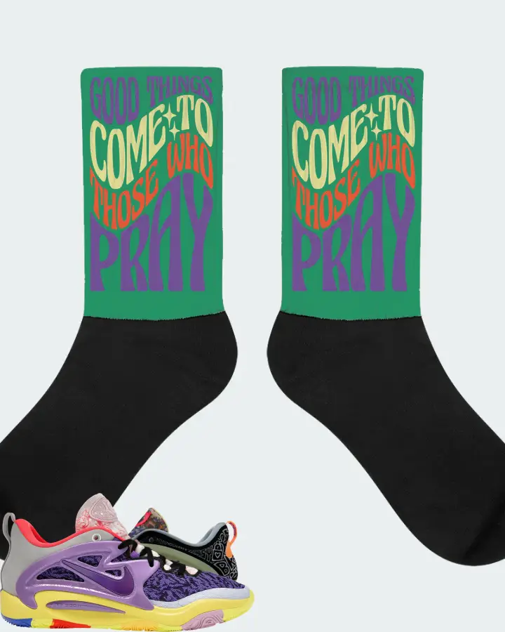 Nike KD 15 Sneaker Matching Kelly Green Socks - Good Things Come To Those Who Pray