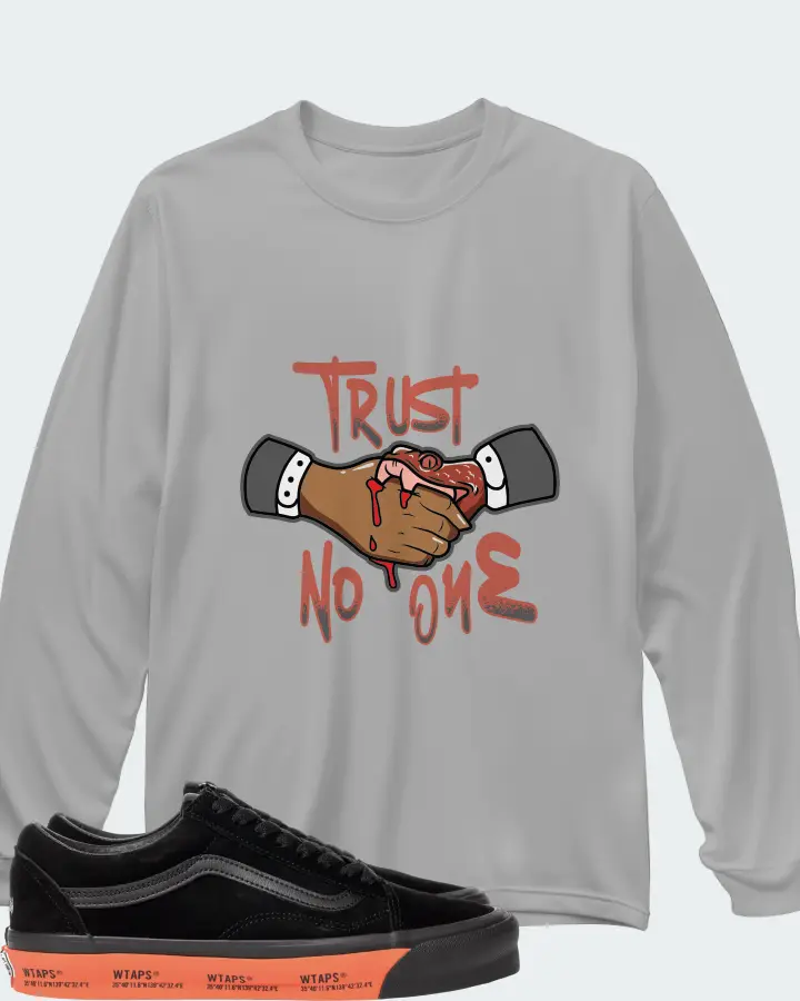 Vans Old Skool Sneaker Matching Grey Long Sleeve T-Shirt - Trust No One