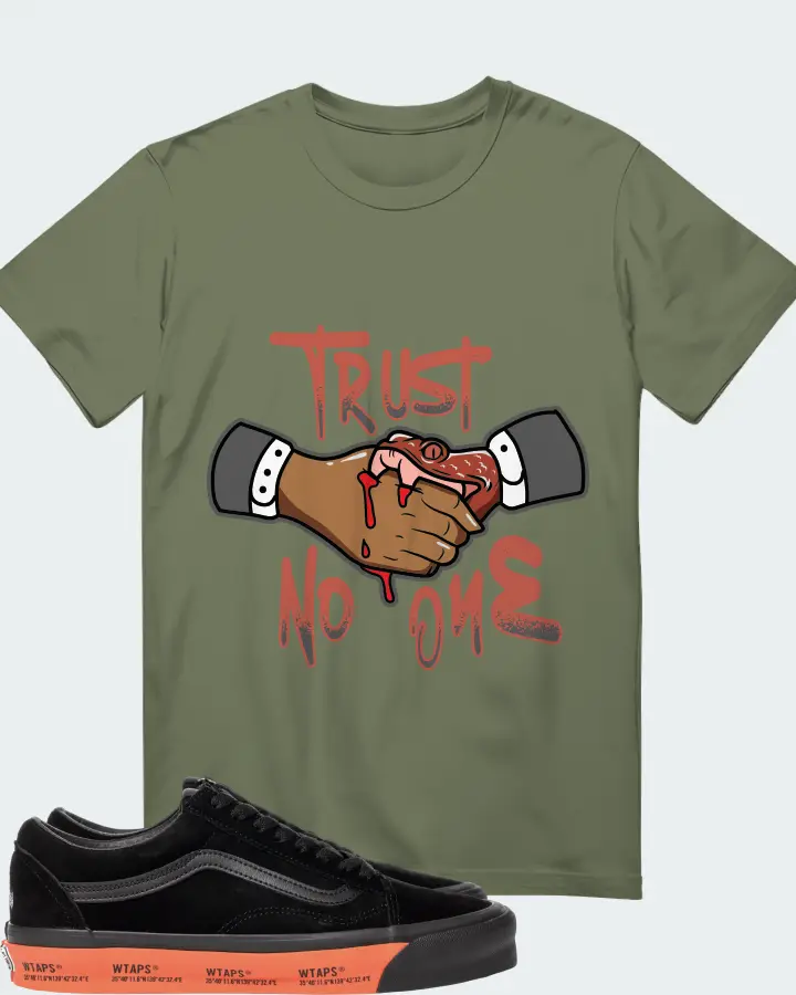 Vans Old Skool Sneaker Matching Olive Gildan T-Shirt - Trust No One