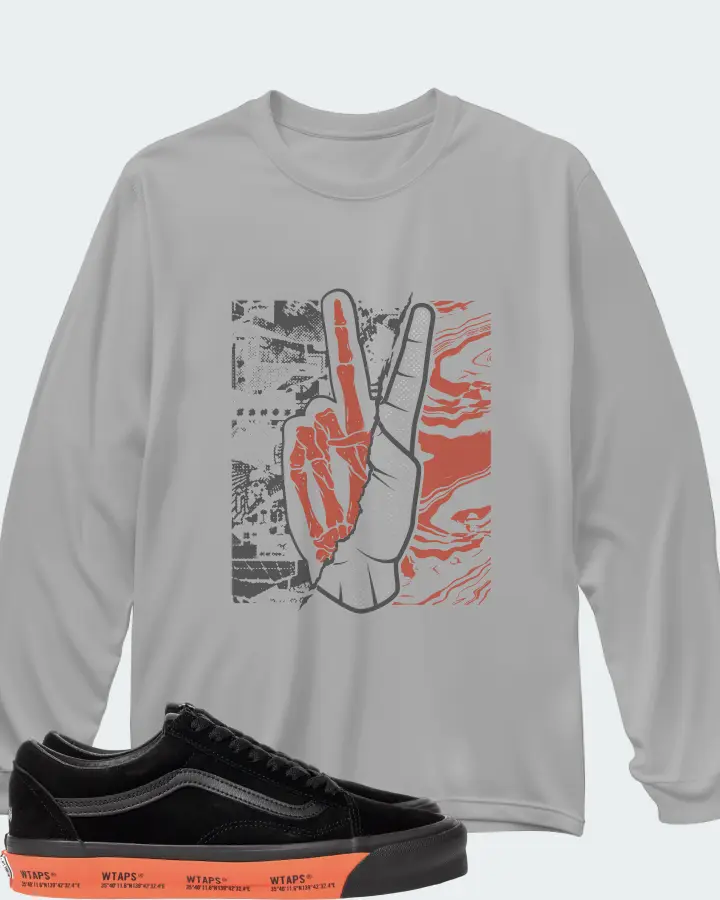 Vans Old Skool Sneaker Matching Grey Long Sleeve T-Shirt - Peace of mind