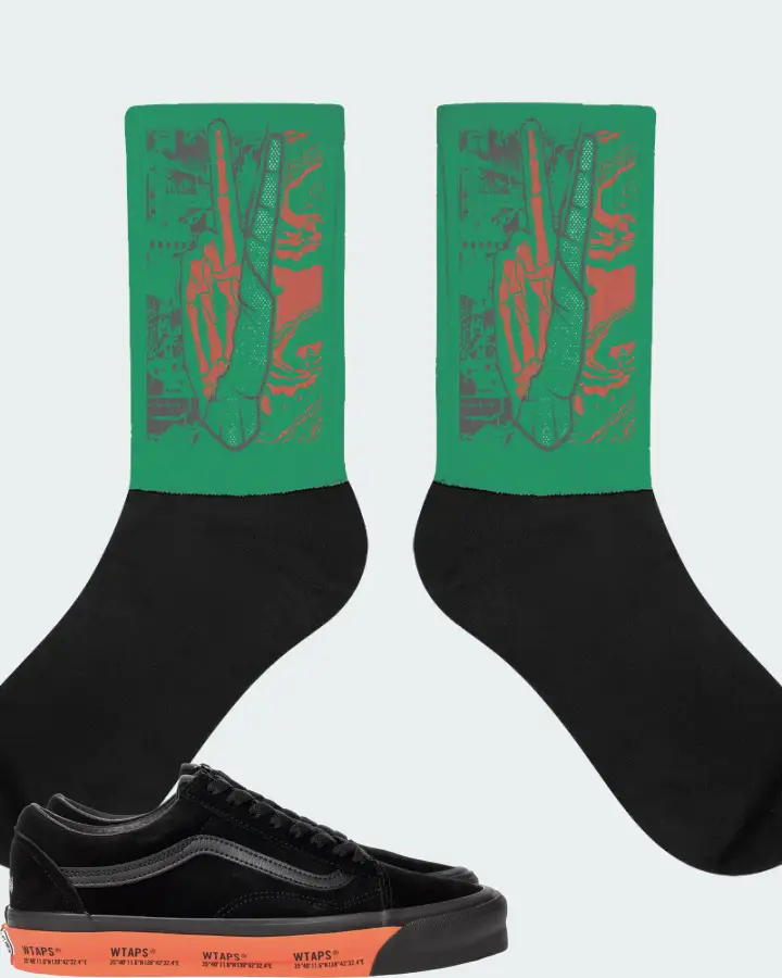 Vans Old Skool Sneaker Matching Kelly Green Socks - Peace of mind