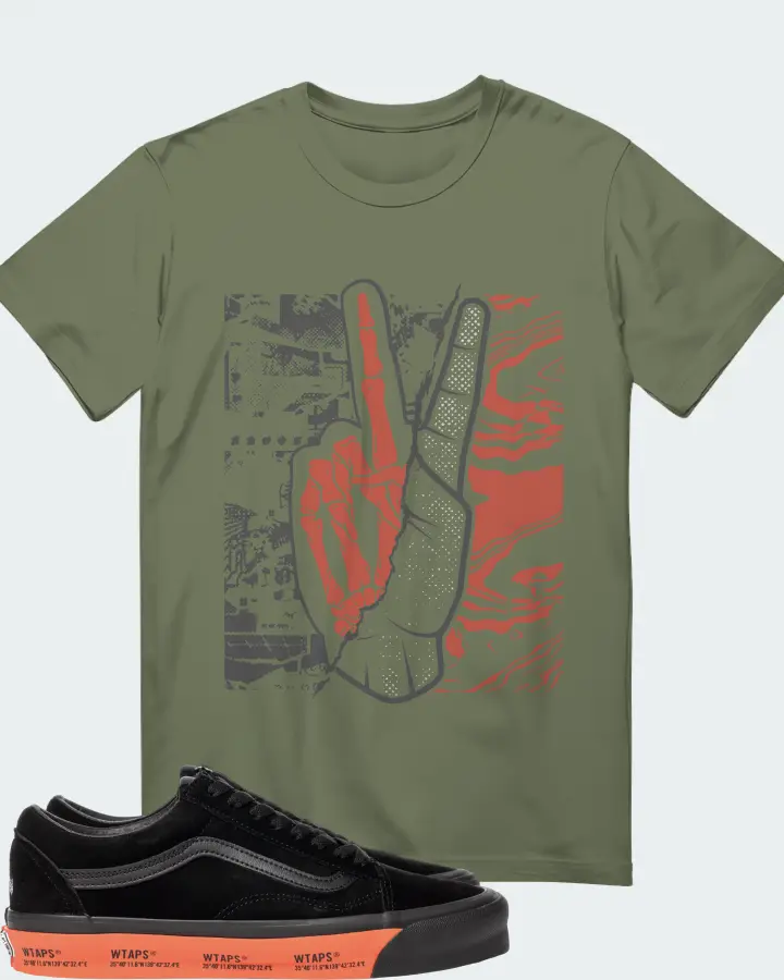 Vans Old Skool Sneaker Matching Olive Gildan T-Shirt - Peace of mind