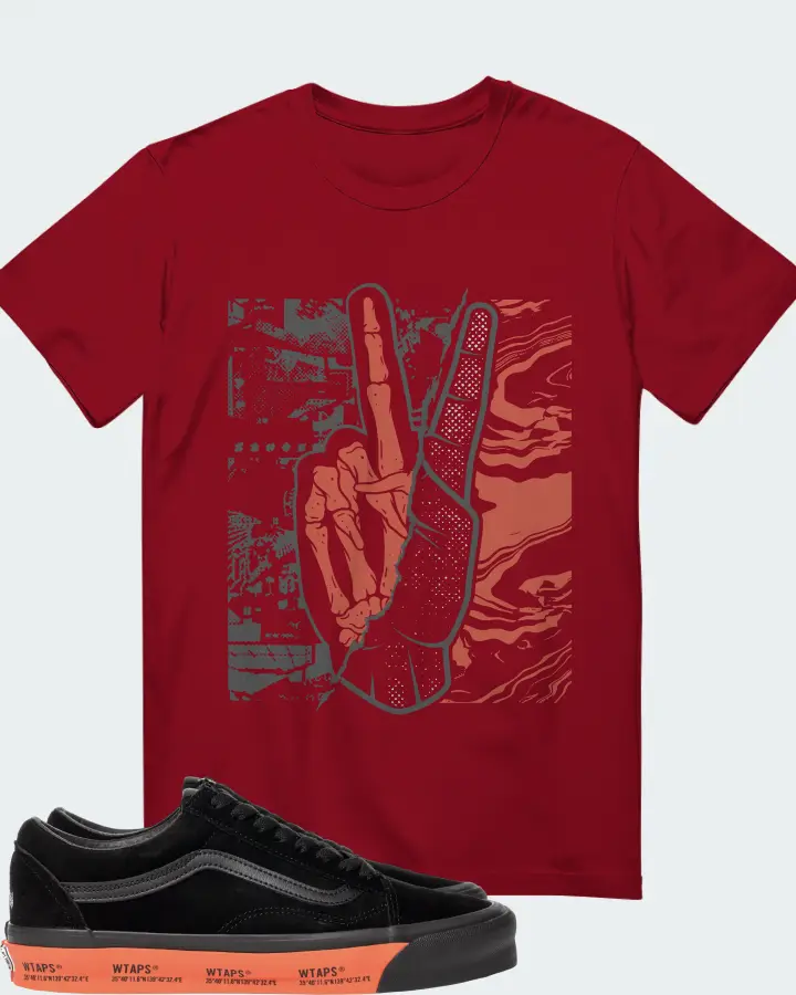 Vans Old Skool Sneaker Matching Cardinal T-Shirt - Peace of mind