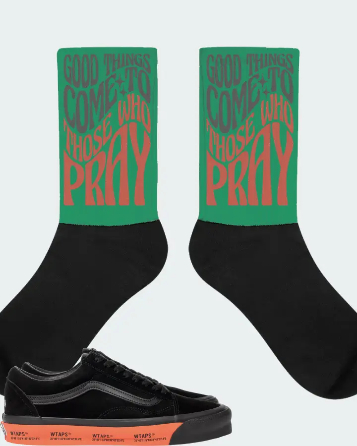 Vans Old Skool Sneaker Matching Kelly Green Socks - Good Things Come To Those Who Pray