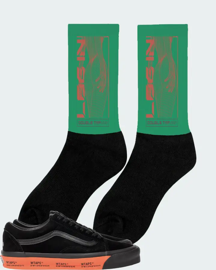 Vans Old Skool Sneaker Matching Kelly Green Socks (LOGIN) - View 3