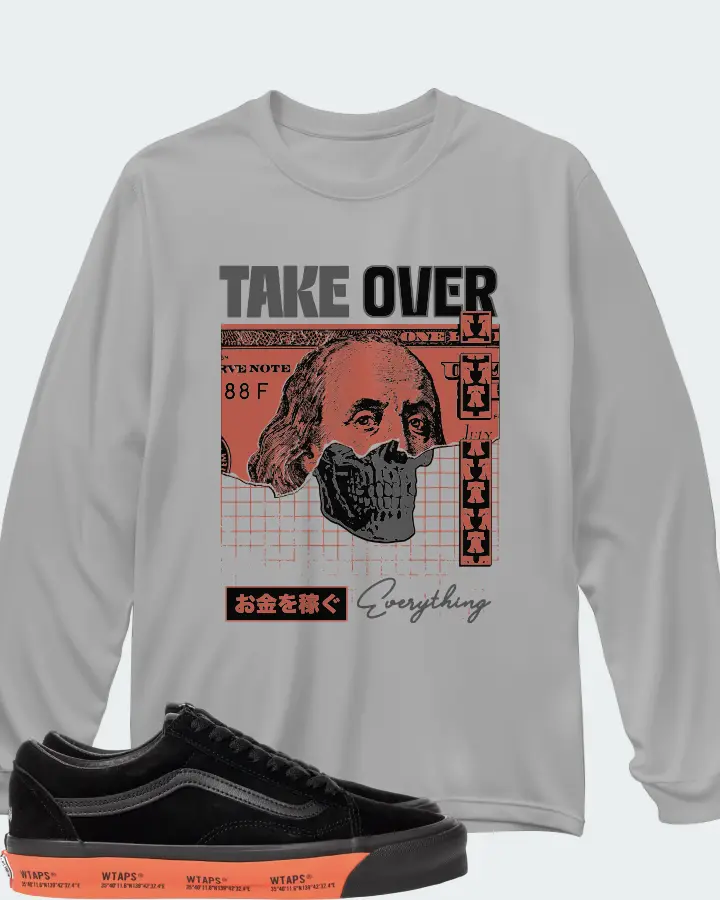 Vans Old Skool Sneaker Matching Grey Long Sleeve T-Shirt - Take Over