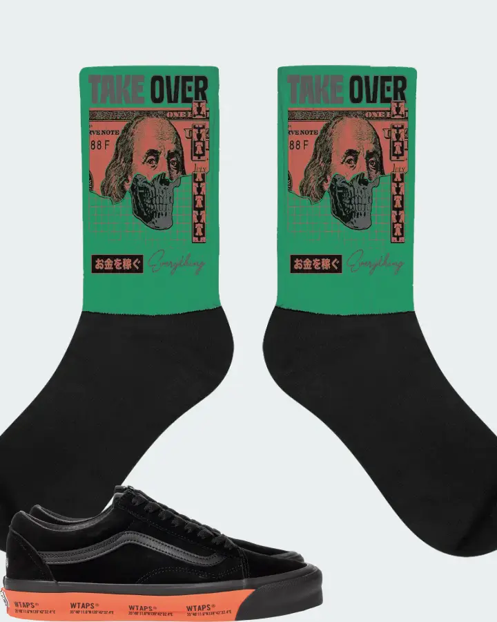 Vans Old Skool Sneaker Matching Kelly Green Socks - Take Over