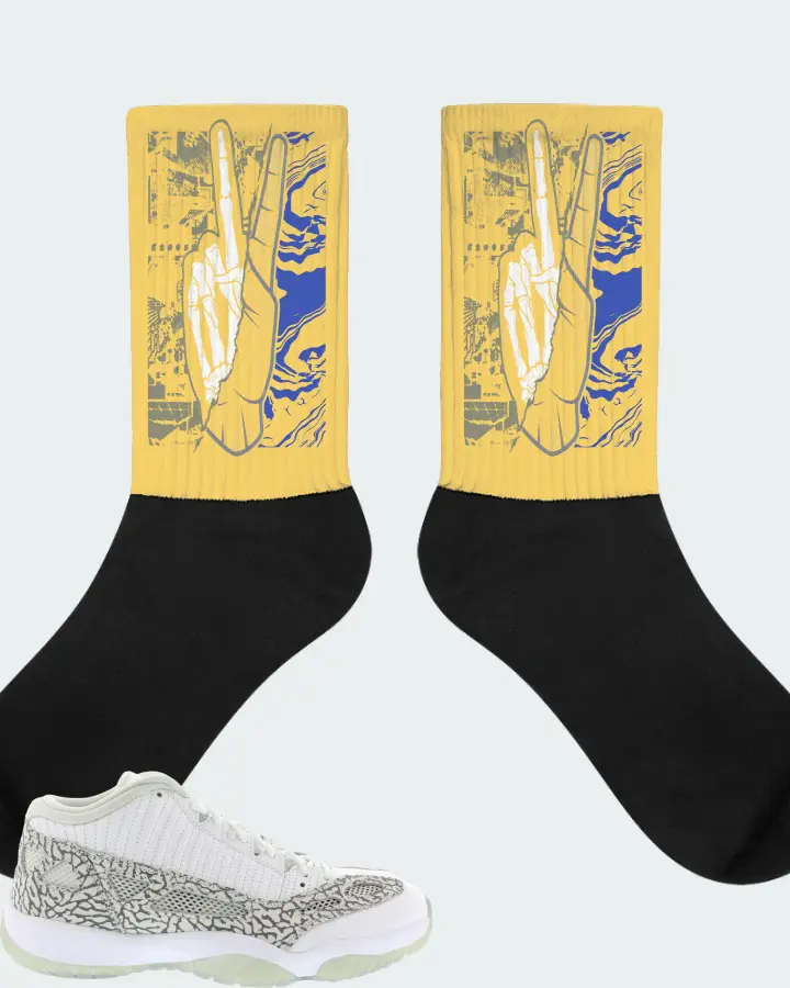 Jordan 11 Retro Low IE Sneaker Matching Yellow Socks - Peace of mind