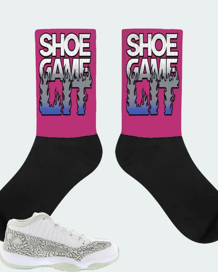 Jordan 11 Retro Low IE Sneaker Matching Berry Socks - Shoe Game Lit Refreshed