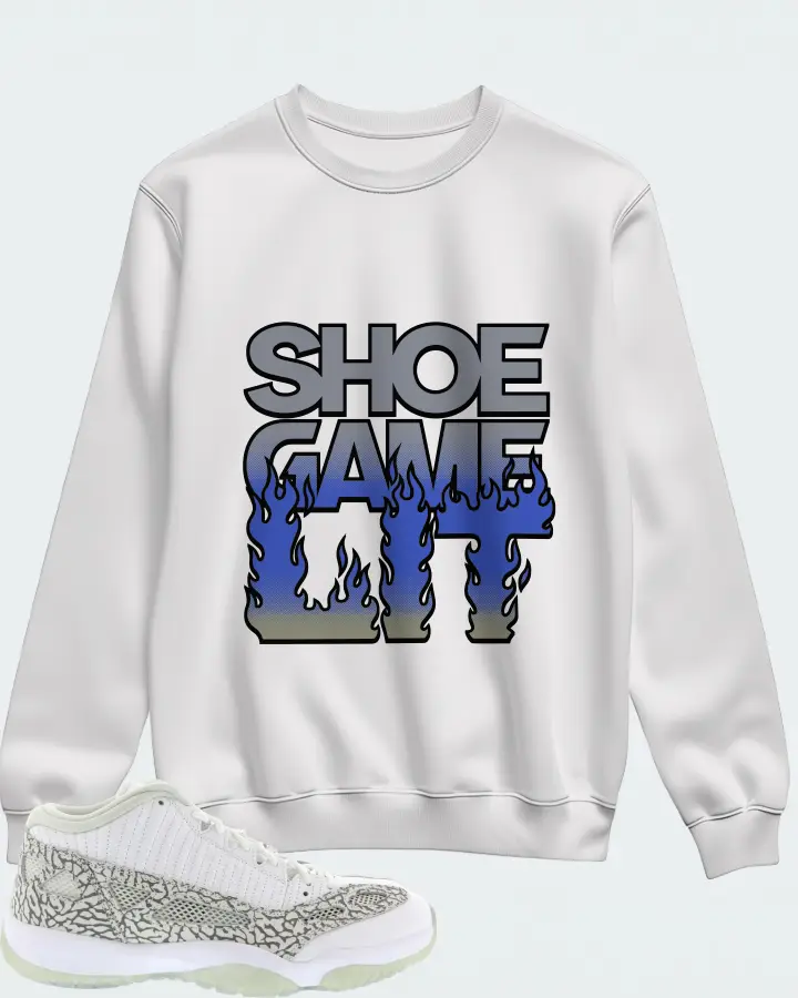 Jordan 11 Retro Low IE Sneaker Matching White Sweatshirt - Shoe Game Lit Refreshed