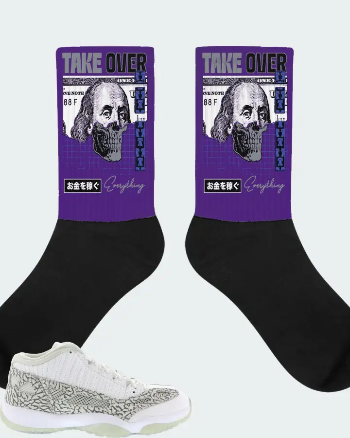 Jordan 11 Retro Low IE Sneaker Matching Purple Socks - Take Over