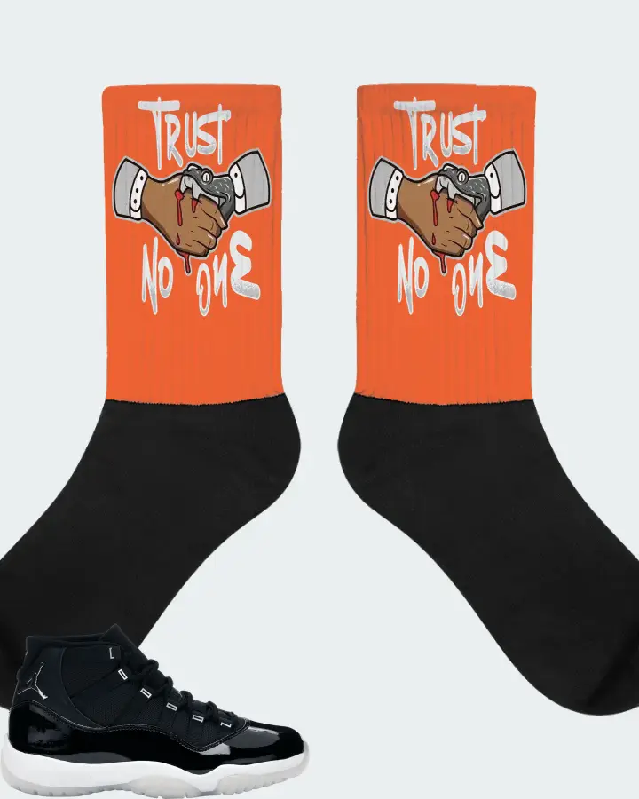 Jordan 11 Retro Sneaker Matching Orange Socks - Trust No One