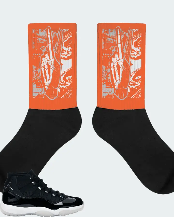Jordan 11 Retro Sneaker Matching Orange Socks - Peace of mind