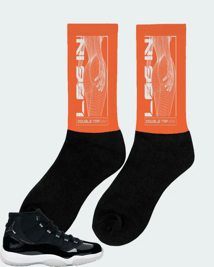 Jordan 11 Retro Sneaker Matching Orange Socks (LOGIN) - View 3