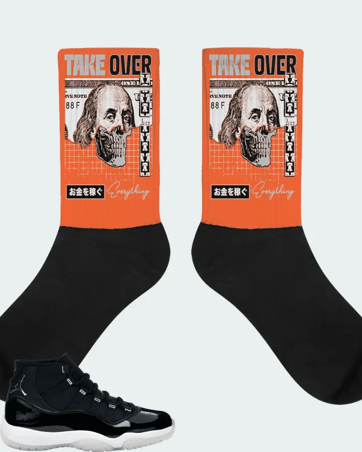 Jordan 11 Retro Sneaker Matching Orange Socks - Take Over