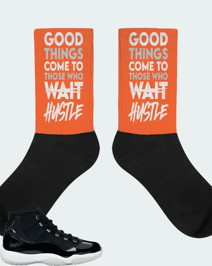 Jordan 11 Retro Sneaker Matching Orange Socks - Good Things Come