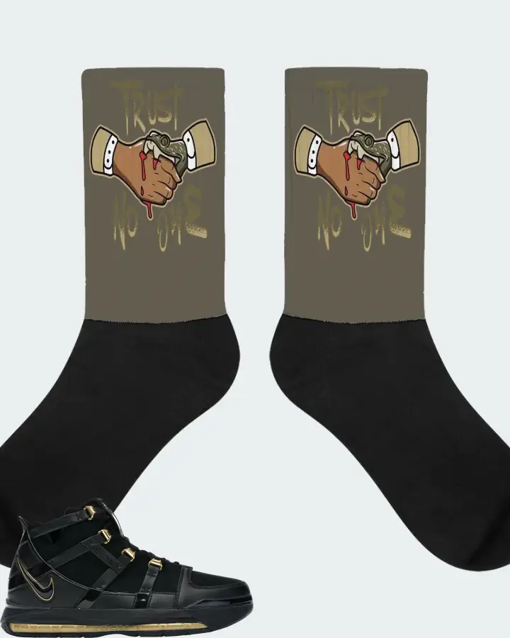 Nike LeBron 3 Sneaker Matching Army Green Socks - Trust No One