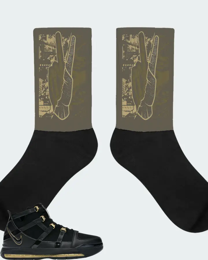Nike LeBron 3 Sneaker Matching Army Green Socks - Peace of mind