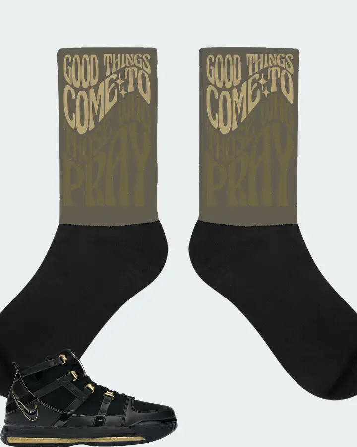 Nike LeBron 3 Sneaker Matching Army Green Socks - Good Things Come To Those Who Pray