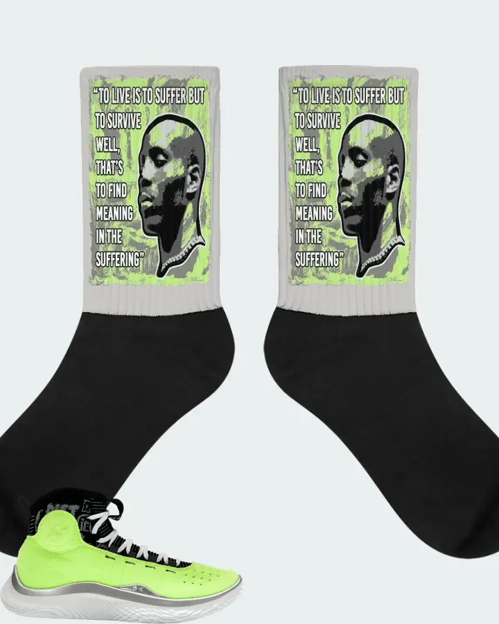 Under Armour Curry 4 Flotro Sneaker Matching Grey Socks - DMX Suffer Quote