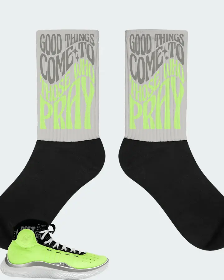 Under Armour Curry 4 Flotro Sneaker Matching Grey Socks - Good Things Come To Those Who Pray
