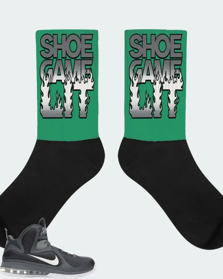 Nike LeBron 9 Sneaker Matching Kelly Green Socks - Shoe Game Lit Refreshed