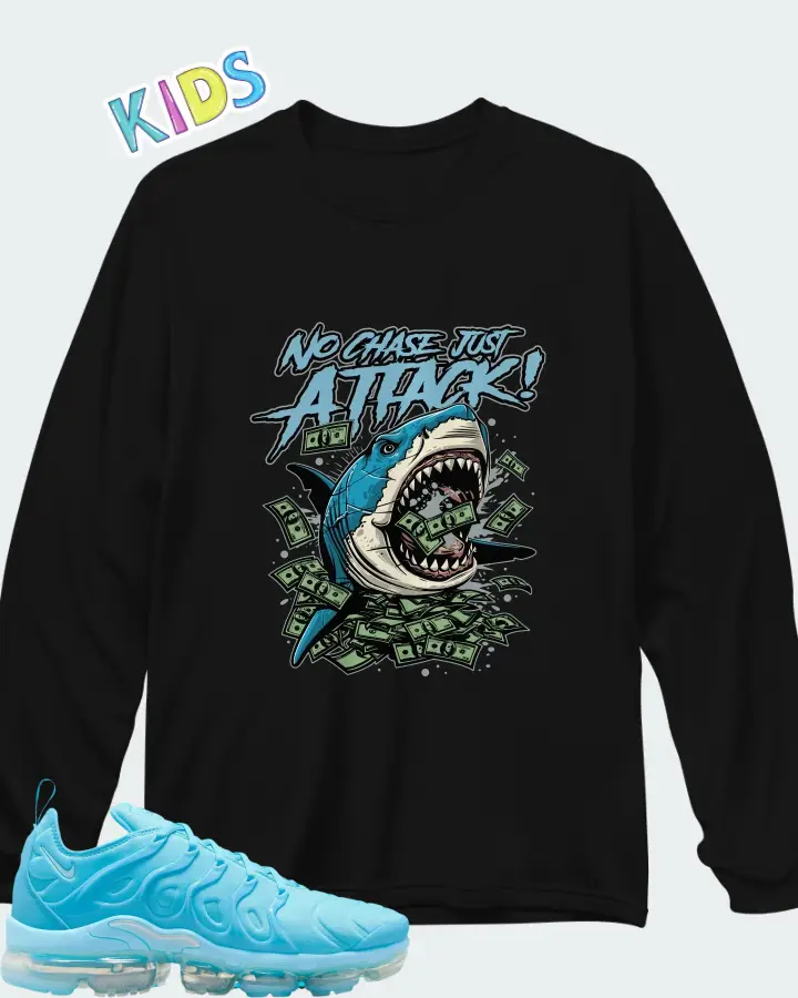 Nike Air VaporMax Plus University Blue Matching Kid's Long Sleeve T-Shirt