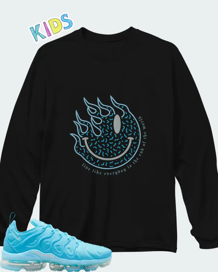 Nike Air VaporMax Plus University Blue Matching Kid's Long Sleeve T-Shirt