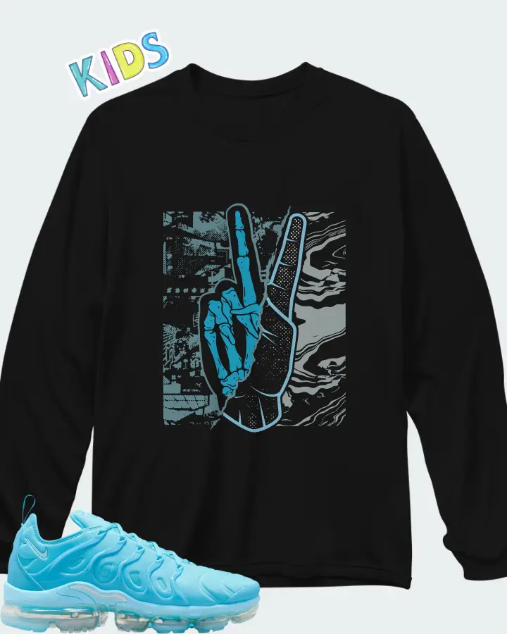Nike Air VaporMax Plus University Blue Matching Kid's Long Sleeve T-Shirt