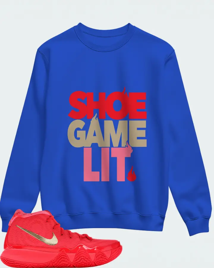 Nike Kyrie 4 Sneaker Matching Royal Blue Sweatshirt - Shoe Game Lit Classic