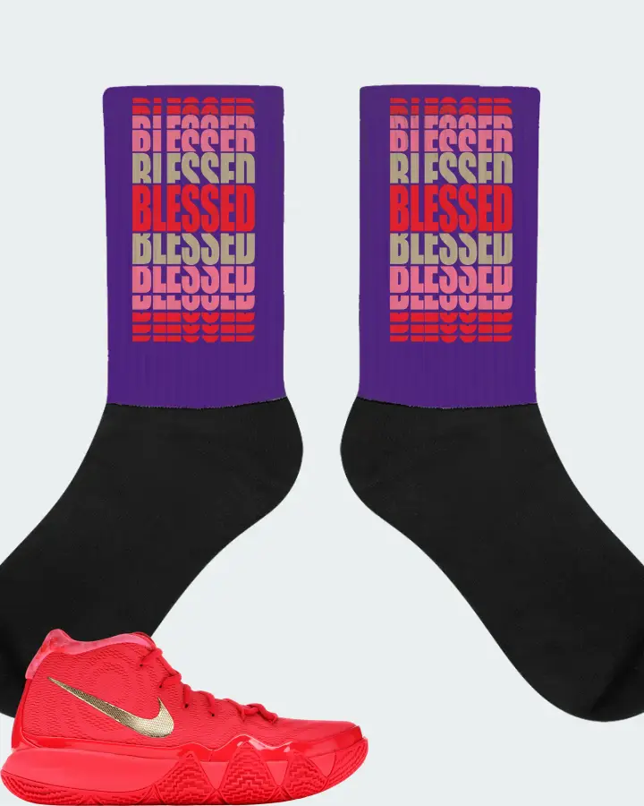 Nike Kyrie 4 Sneaker Matching Purple Socks - BLESSED Many Times
