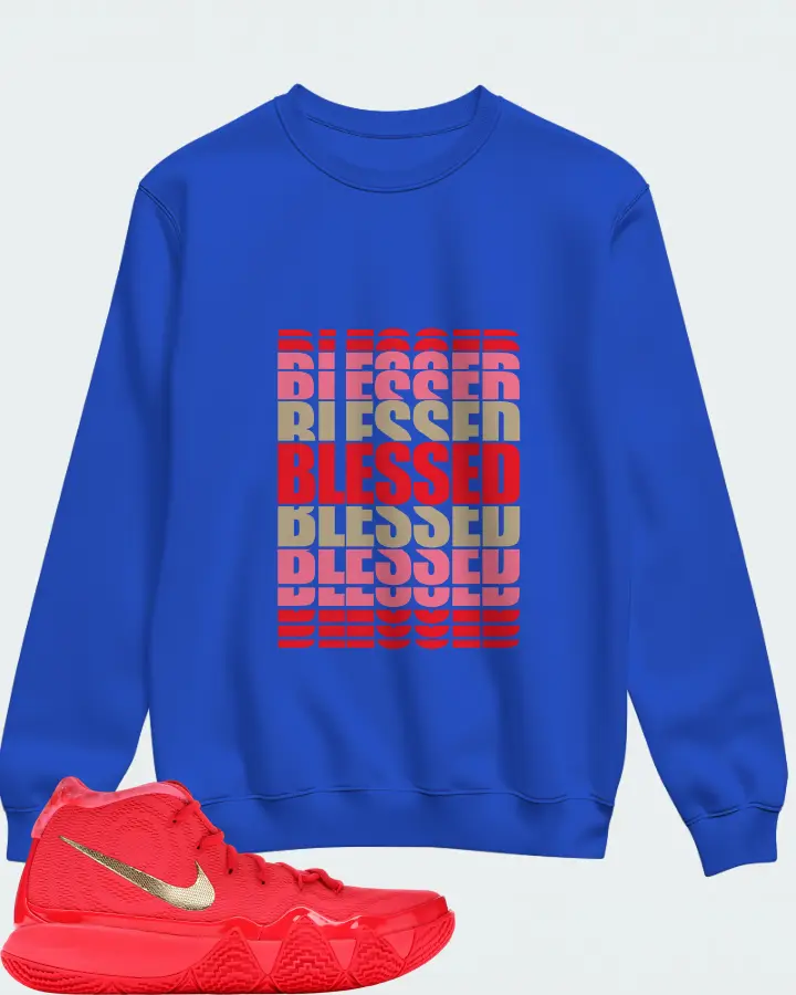 Nike Kyrie 4 Sneaker Matching Royal Blue Sweatshirt - BLESSED Many Times