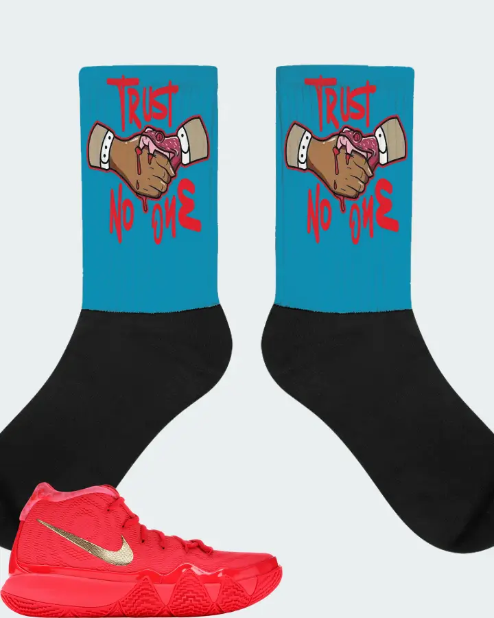 Nike Kyrie 4 Sneaker Matching Aqua Socks - Trust No One