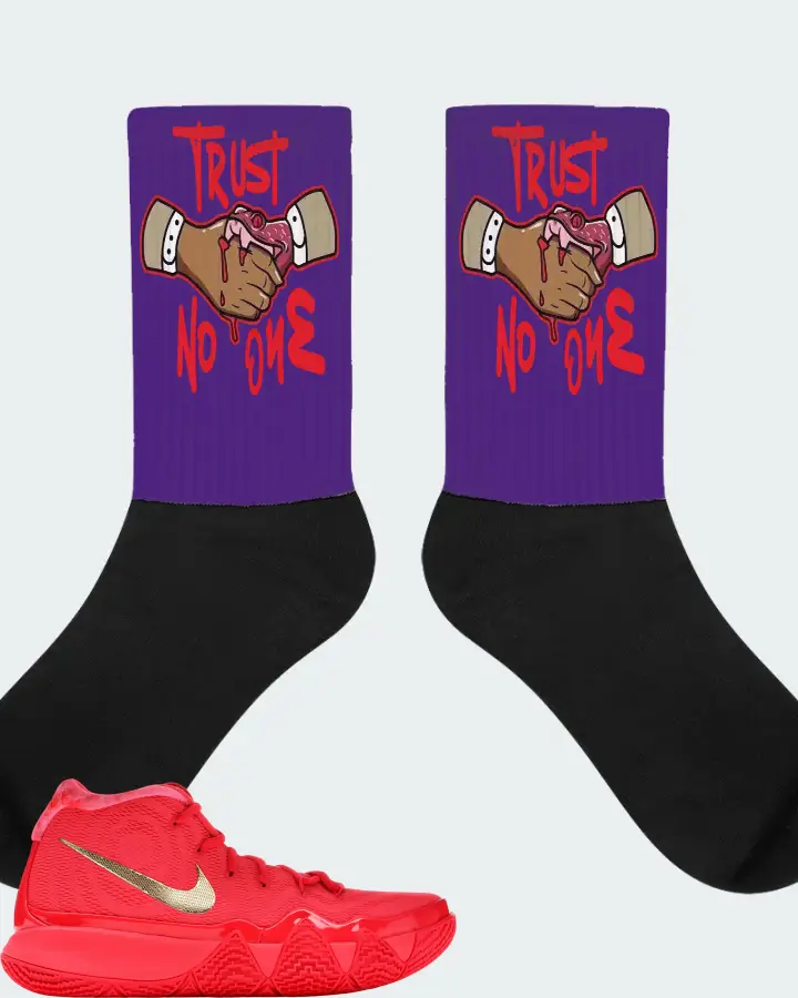 Nike Kyrie 4 Sneaker Matching Purple Socks - Trust No One