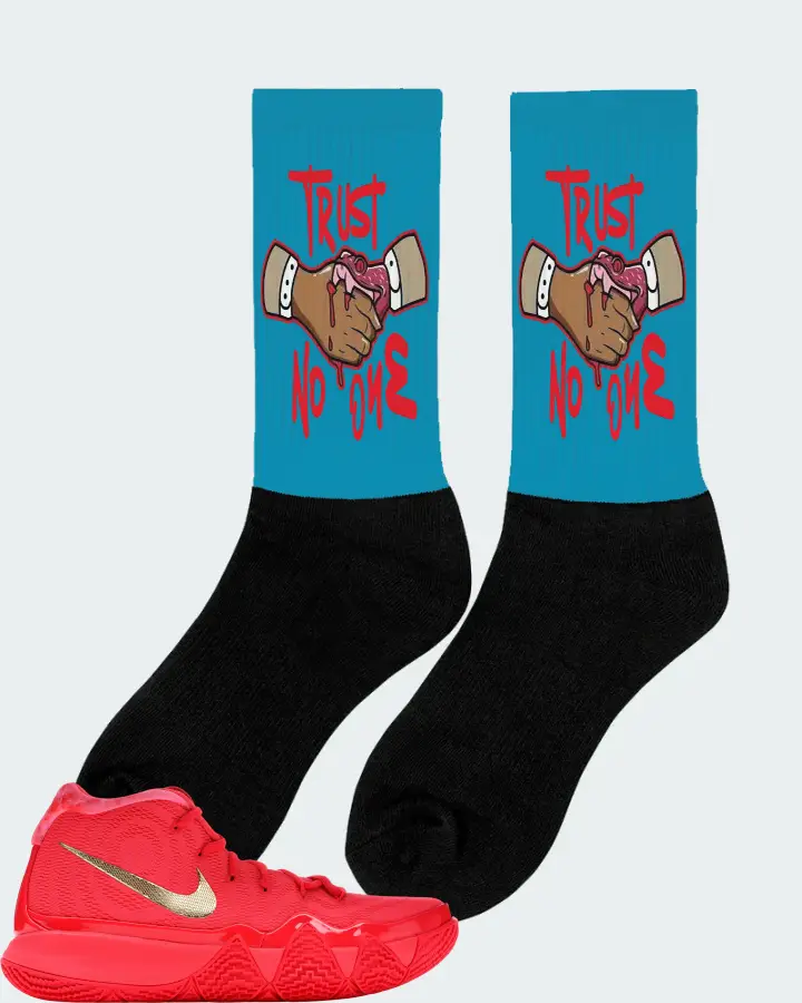 Nike Kyrie 4 Sneaker Matching Aqua Socks (Trust No One) - View 3
