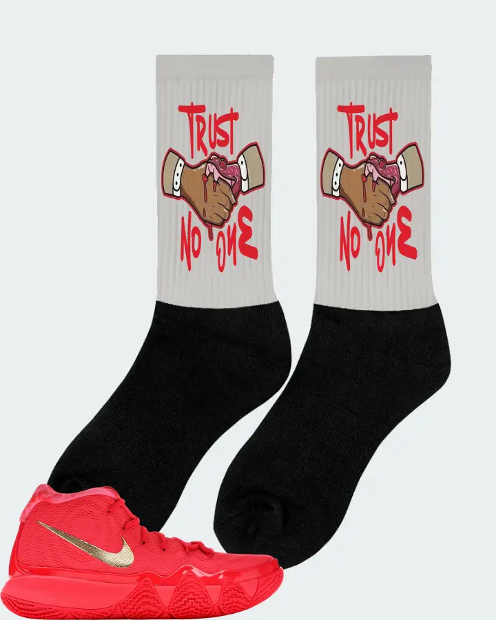 Nike Kyrie 4 Sneaker Matching Grey Socks (Trust No One) - View 3