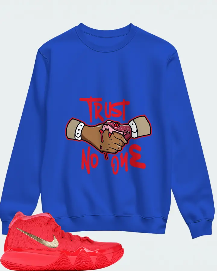 Nike Kyrie 4 Sneaker Matching Royal Blue Sweatshirt - Trust No One