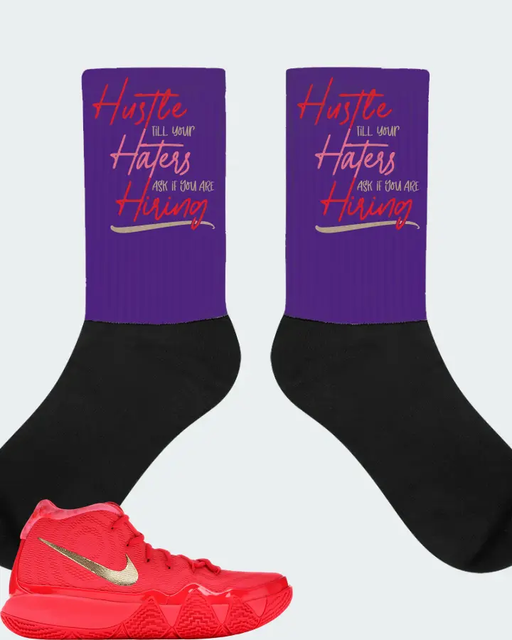 Nike Kyrie 4 Sneaker Matching Purple Socks - HUSTLE TILL YOUR HATERS ASK