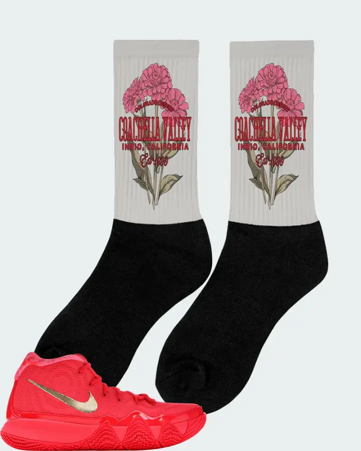 Nike Kyrie 4 Sneaker Matching Grey Socks (Coachella Valley) - View 3