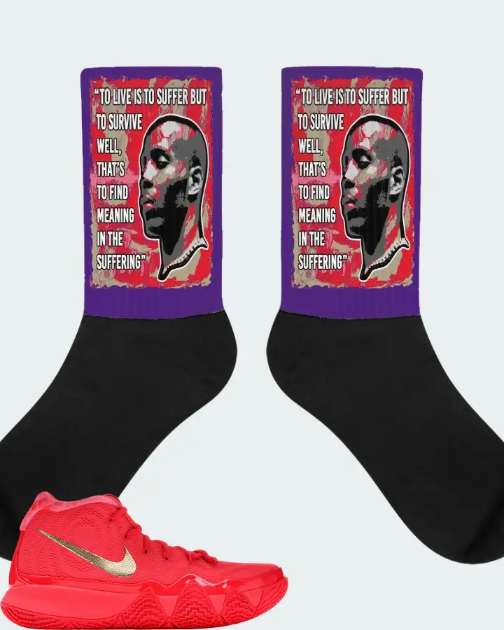 Nike Kyrie 4 Sneaker Matching Purple Socks - DMX Suffer Quote