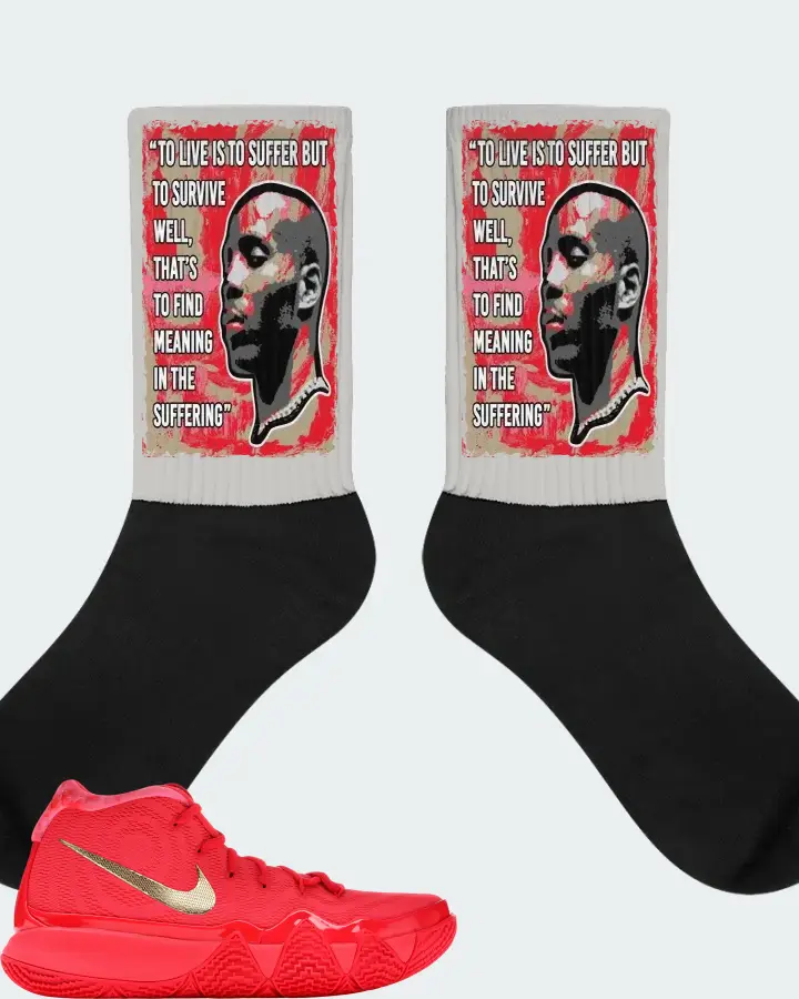 Nike Kyrie 4 Sneaker Matching Grey Socks - DMX Suffer Quote