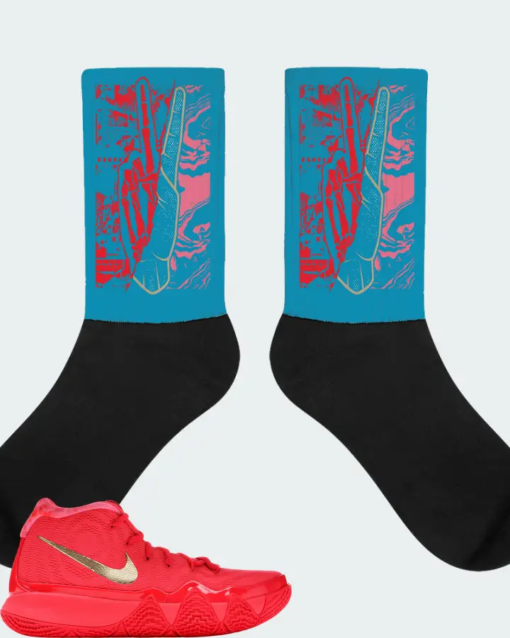 Nike Kyrie 4 Sneaker Matching Aqua Socks - Peace of mind