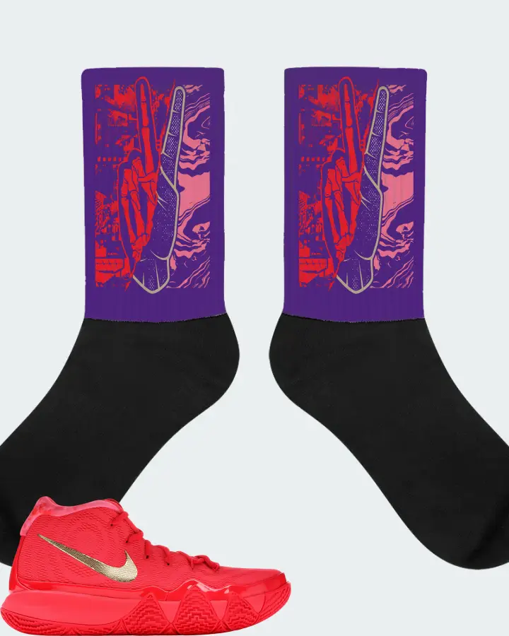 Nike Kyrie 4 Sneaker Matching Purple Socks - Peace of mind