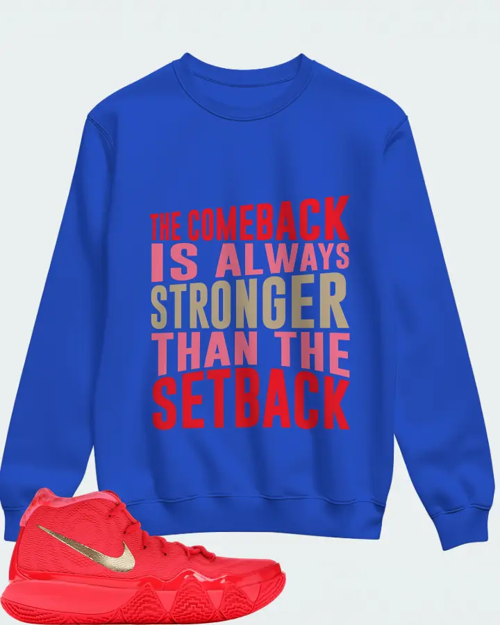 Nike Kyrie 4 Sneaker Matching Royal Blue Sweatshirt - The Comeback