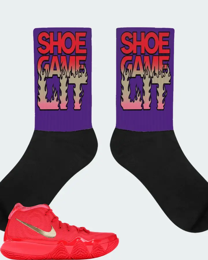 Nike Kyrie 4 Sneaker Matching Purple Socks - Shoe Game Lit Refreshed