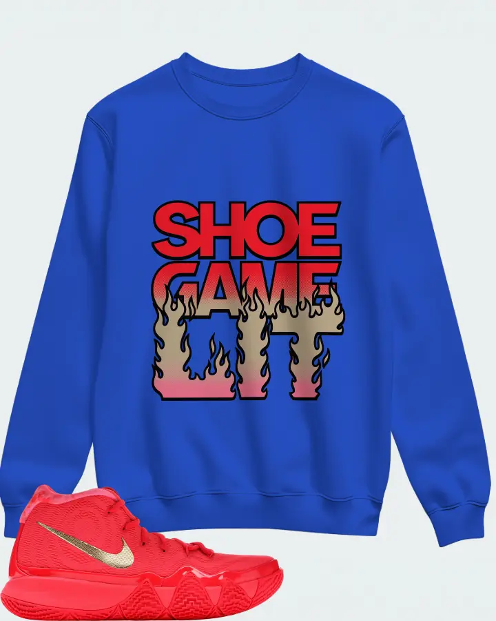 Nike Kyrie 4 Sneaker Matching Royal Blue Sweatshirt - Shoe Game Lit Refreshed