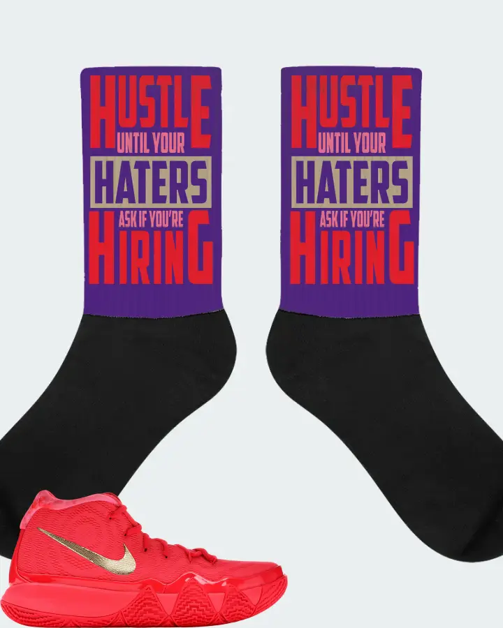 Nike Kyrie 4 Sneaker Matching Purple Socks - HUSTLE UNTIL YOUR HATERS